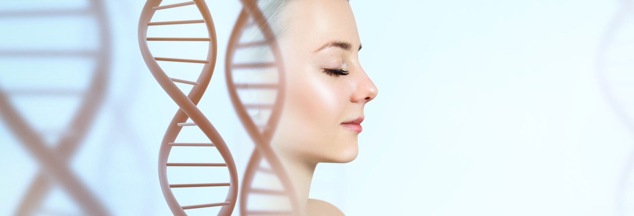Dna,Stems,And,Beautiful,Female,Face,In,Double,Exposure,Over Dna,Stems,And,Beautiful,Female,Face,In,Double,Exposure,Over